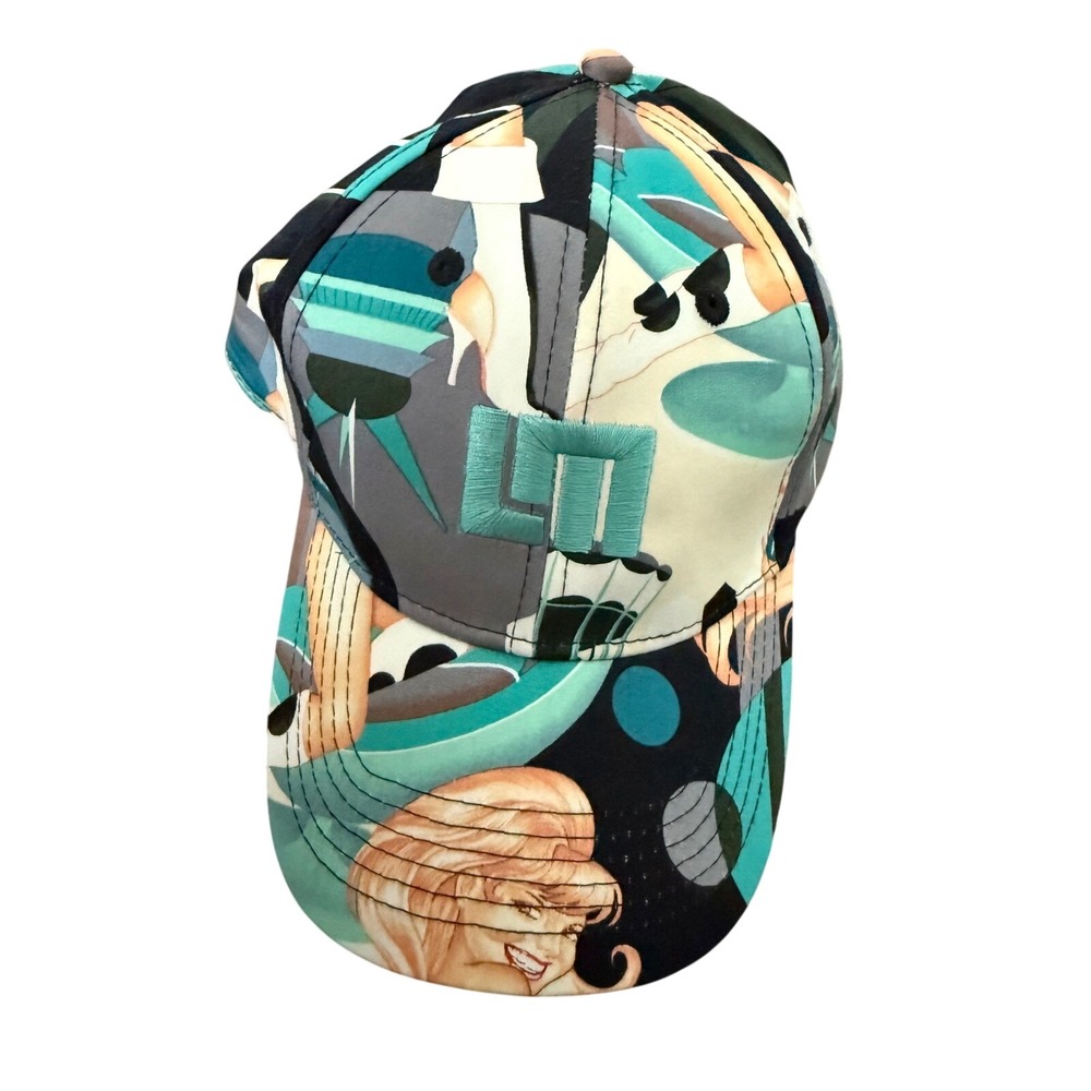 Loudmouth Golf Women's Novelty Print Adjustable Baseball Cap Teal Black